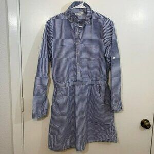 Love Fire Tunic Top with Pockets, Elastic Waist, Blue & White Stripes, Large